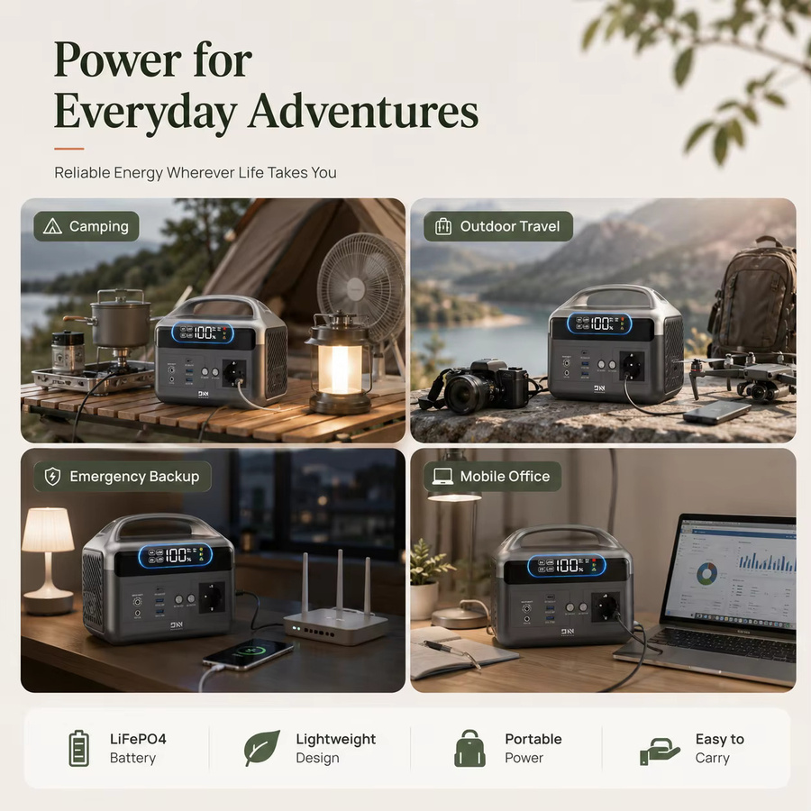 Daran NEOZ2 Tragbare Powerstation 300W 192Wh mit LiFePO4-Batterie, 60W USB-C PD, Solar- & 12V-Autoladung, Schwarz - Bild 3