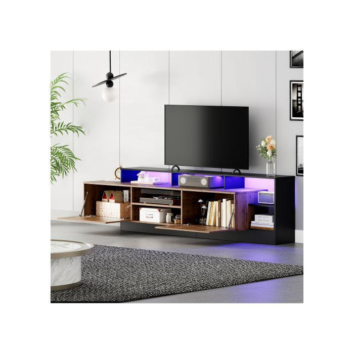 Moderner TV-Schrank von MUVOE in Schwarz mit offenem Stauraum für Fernseher bis 70 Zoll - Bild 2