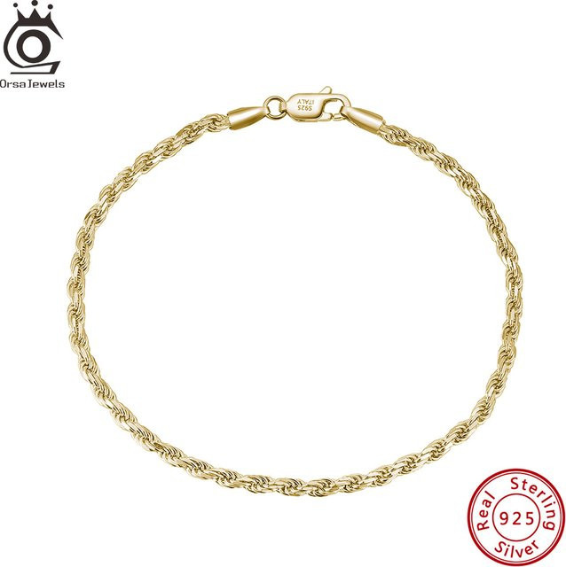 ORSA JEWELS Seil-Kettenarmband, 18 Karat vergoldet, 925 Silber, Unisex - Bild 1