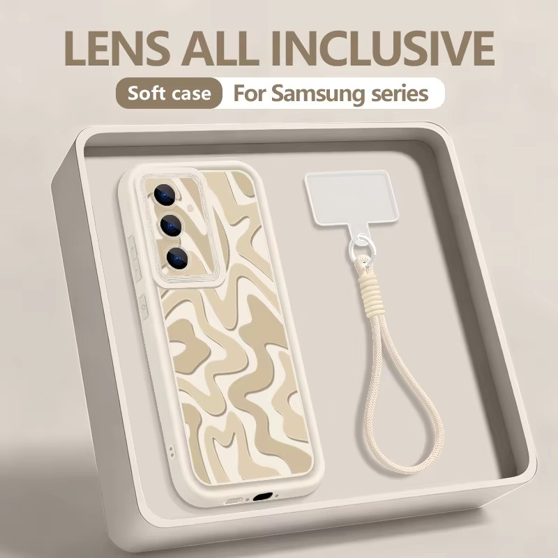 Gestreifte Handyhülle mit Trageriemen für Samsung Galaxy S25 S24 S23 S22 Ultra und S25 Edge in Rot aus weichem TPU - Bild 1