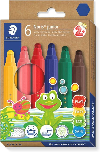 Staedtler Noris Junior Fasermaler Set für Kinder, 6 Stück, Mehrfarbig - Bild 1