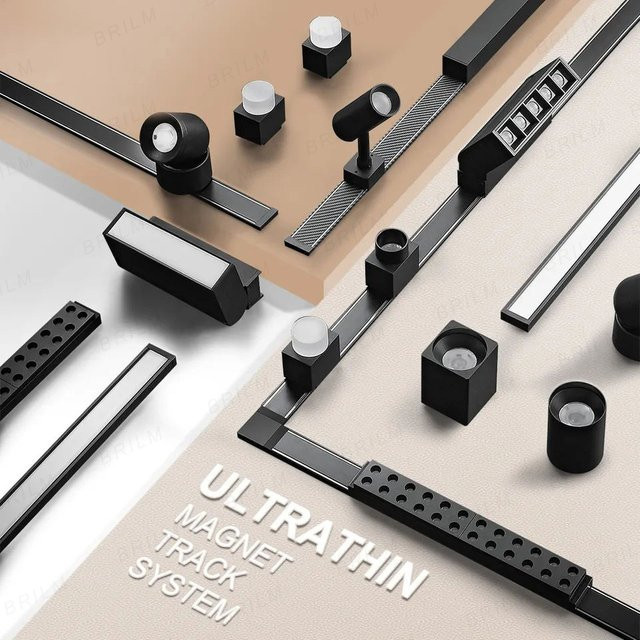 Ultra Thin Magnetic Track Light LED Schienensystem DC48V für Zuhause und Geschäfte, Aufputz Montage, Schwarz oder Weiß - Bild 1