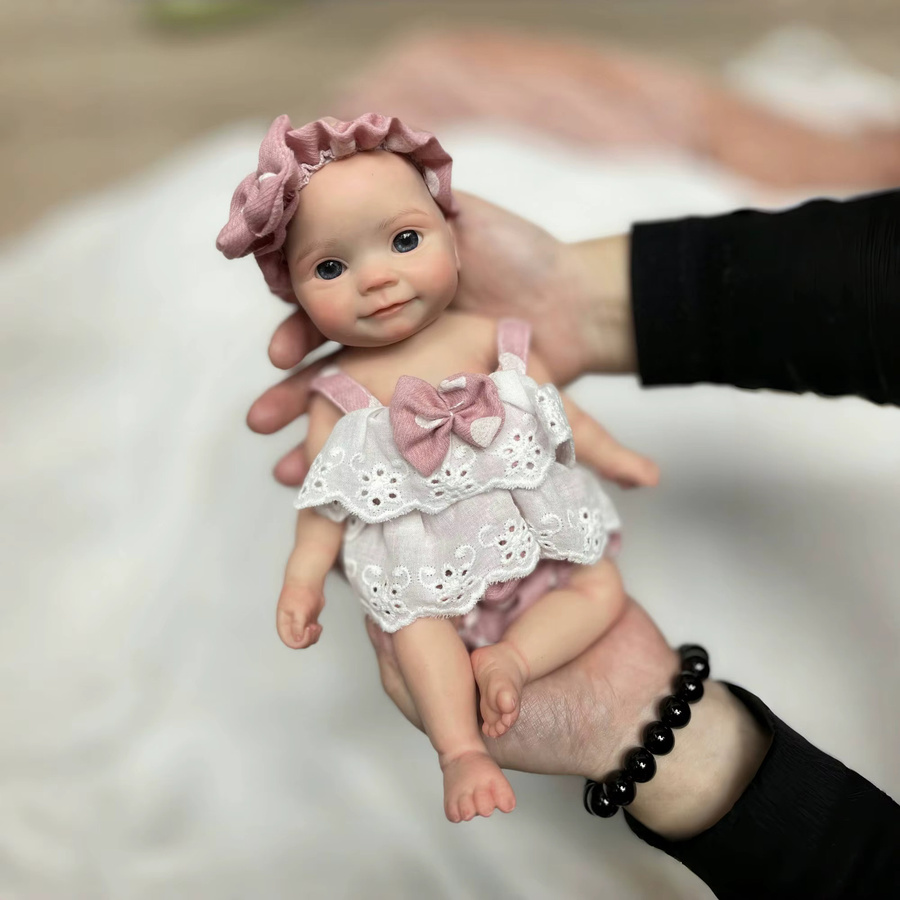 AnjoDoll Reborn Baby Puppe, Mädchen, Silikon, Rosa - Bild 3