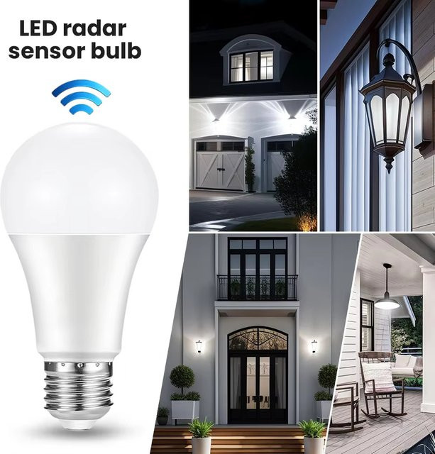 PIBAOGU 3er Set LED Nachtlicht mit Radar-Bewegungssensor, E26, 6 W, 110 V, kühles Weiß - Bild 1