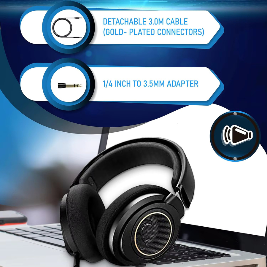 Philips SHP9600 HiFi-Stereo-Kopfhörer in Schwarz mit 3,5 mm und 6,3 mm Anschluss - Bild 5