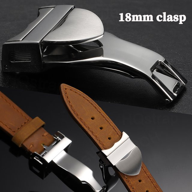 HQstrap Uhrenfaltschließe Edelstahl, 18 mm, Silber, Unisex - Bild 1