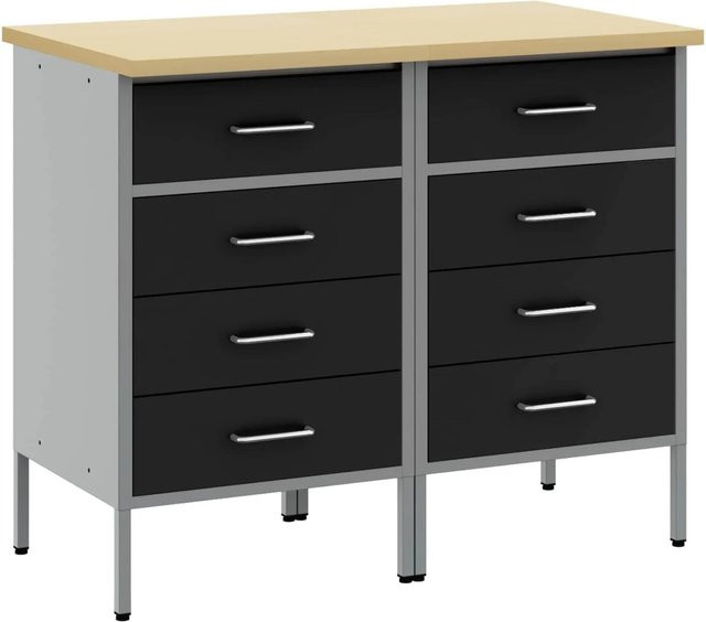 vidaXL Werkbank mit Schubladen 2-teilig in Schwarz und Grau, B/T/H: 100 x 55 x 85 cm - Bild 1