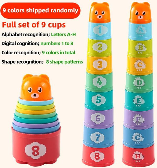Linyi toy Stapelbare Becher Puzzle ab 3 Jahren 9-teiliges Set - Bild 1