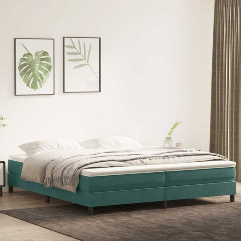 Vidaxl Boxspringbett aus Samt in Grün ohne Matratze, Modernes Polsterbett, B/T/H: 210 x 200 x 200 cm - Bild 1