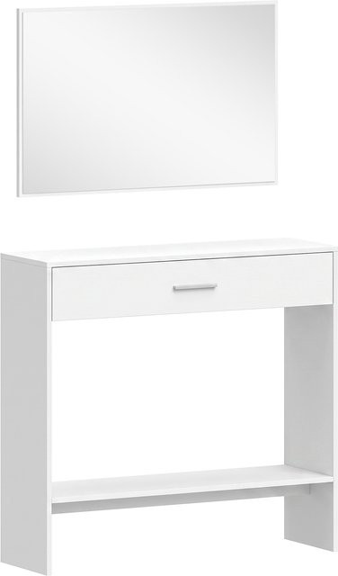 HOMCOM 2-teiliges Flurmöbel-Set mit Konsolentisch und Spiegel in Weiß, mit Schublade und Ablage, B/T/H: 91,5 x 27,9 x 85,5 cm - Bild 1