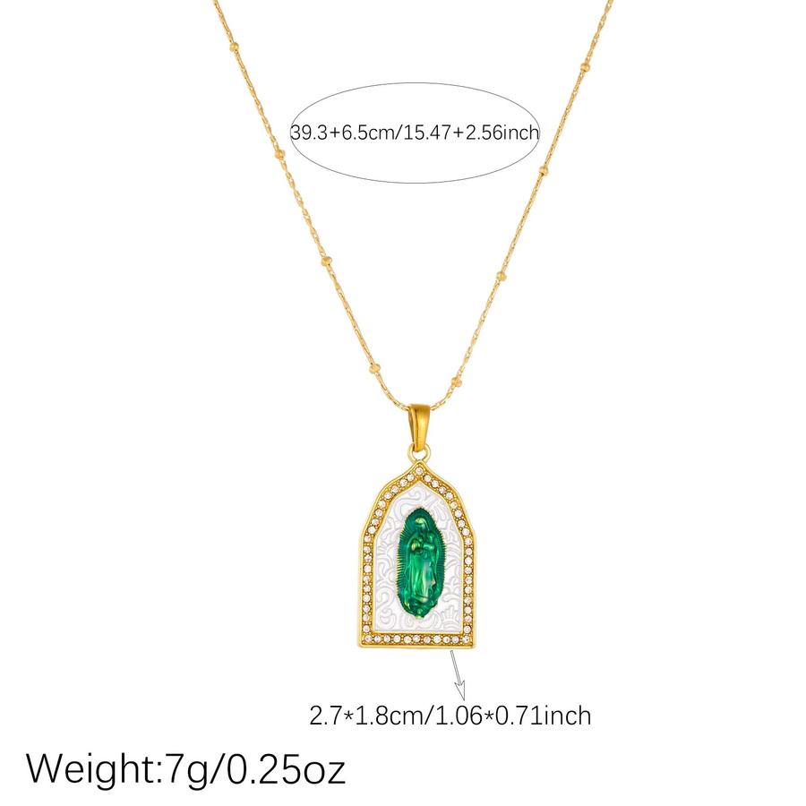 xiyanike Halskette, Edelstahl, Gold, Kristall, Damen, Jungfrau Maria Charm - Bild 1