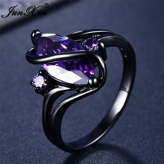 Yiran Jewelry Ring, Kupfer, Schwarz, Zirkonia, Kristall, Damen, Vintage - Bild 1