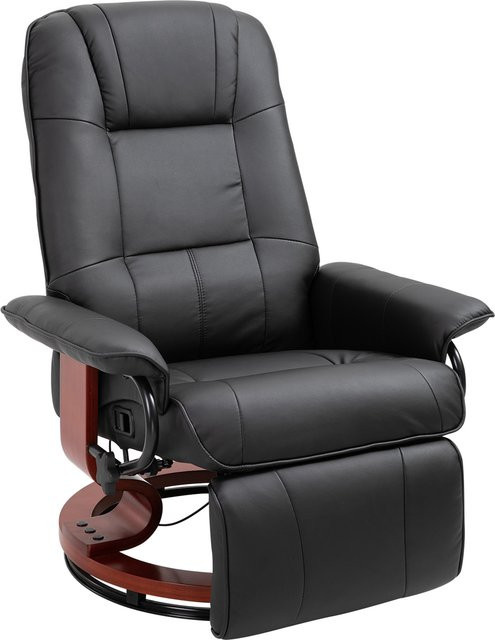 HOMCOM Relaxsessel aus Kunstleder in Schwarz mit Fußstütze, 360 Grad drehbar und 145 Grad neigbar, B/T/H: 78 x 87 x 100 cm - Bild 1