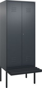 C+P PSA Doppel-Spind Classic PLUS Sitzbank mit 2 Abteilen und auskragender Sitzfläche aus Kunststoff in Anthrazitgrau B/T/H: 212,0 x 80,0 x 81,5 cm - Bild 1