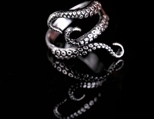 TuiYing001 Krakenring Edelstahl, Schwarz, Gothic, Damen - Bild 1