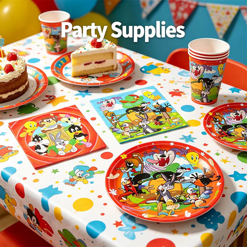 Warner Bros. Looney Tunes Party-Set mit Einweg-Servietten, Papptellern und Bechern in Multicolor - Bild 2