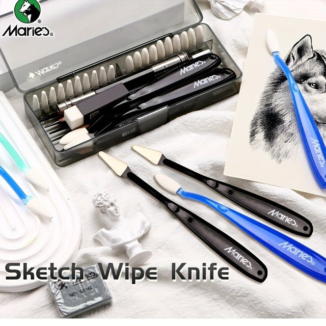 Marie's 23-teiliges Kunst-Skizzen-Wischmesser Set mit Box in Schwarz für Künstler und Erwachsene - Bild 1