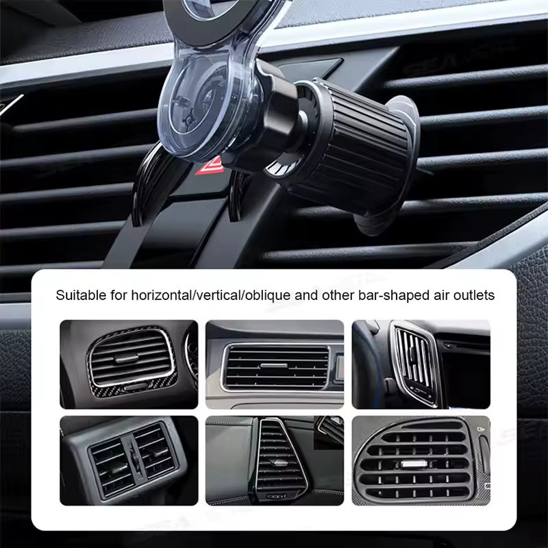 Magnetischer Handyhalter für die Lüftungsschlitze im Auto in Schwarz mit 360 Grad Drehung und universeller Kompatibilität für iPhone 12-17 Serie - Bild 6