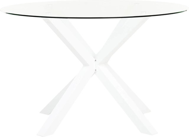 Runder Tisch MALETTO von Beliani in Weiss und Transparent mit Glasplatte und Metallgestell, Durchmesser: 120 cm, Höhe: 75 cm - Bild 1
