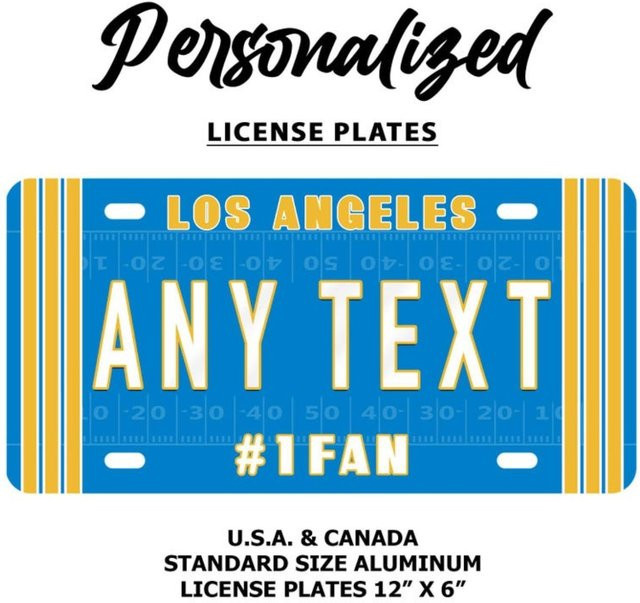 CIFBUY Personalisiertes Los Angeles Chargers Aluminium-Nummernschild in Blau und Weiß zur Auto- oder Heimdekoration - Bild 1