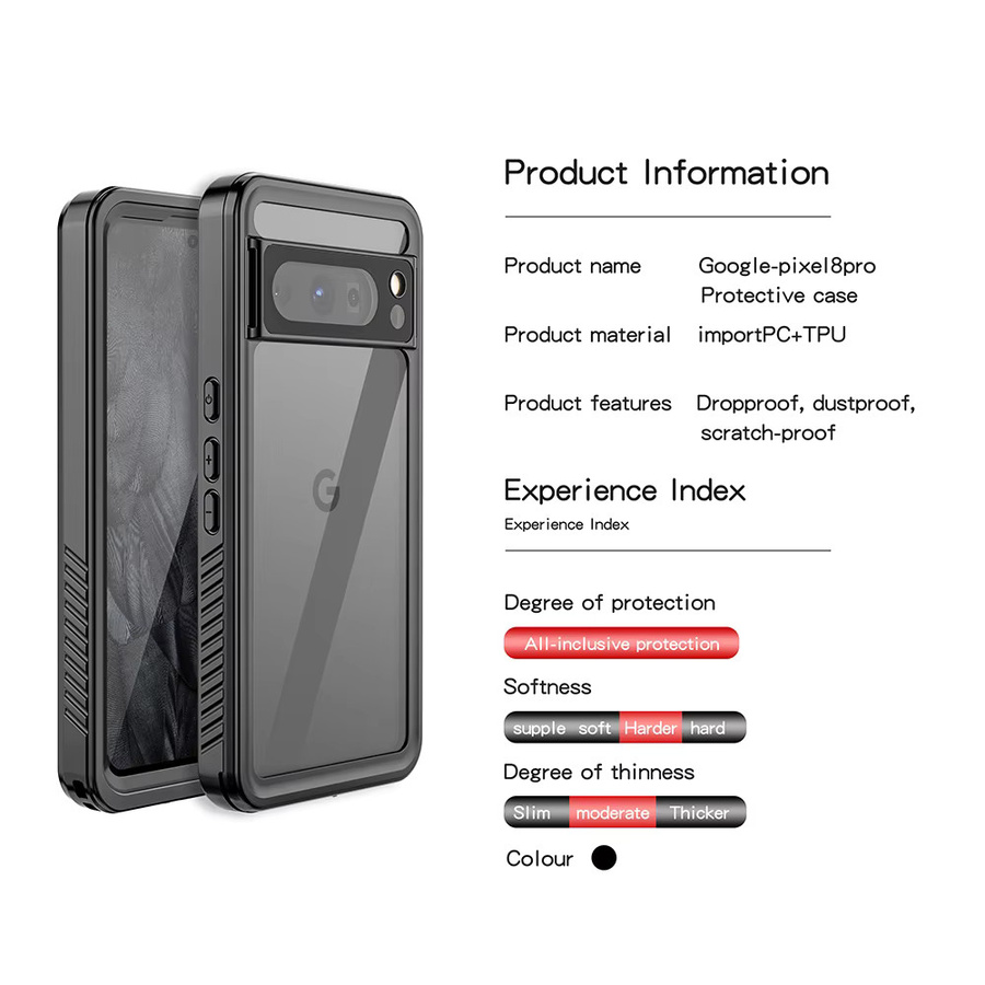 Wasserdichte Luxus Schutzhülle aus Aluminium für Google Pixel 8, 8 Pro, 7A, 7 Pro, 6 Pro, 6A in Schwarz mit IP68 Zertifizierung - Bild 6