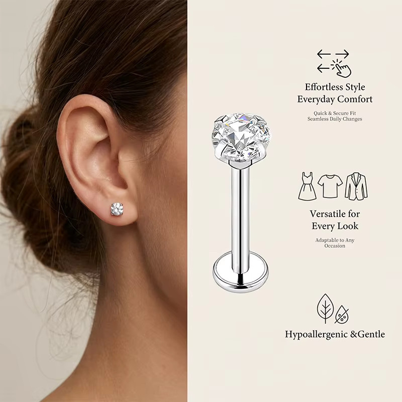 mling Nasenseptumring, Edelstahl, Zirkonia, Unisex - Bild 1