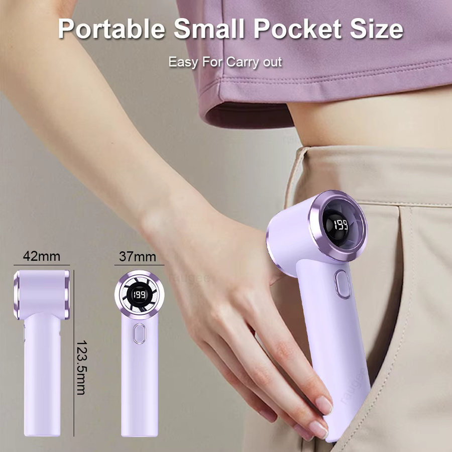 Tragbarer Mini-Handventilator von ragee in Grau mit 199 einstellbaren Windstärken und 2000mAh USB-Akku - Bild 3