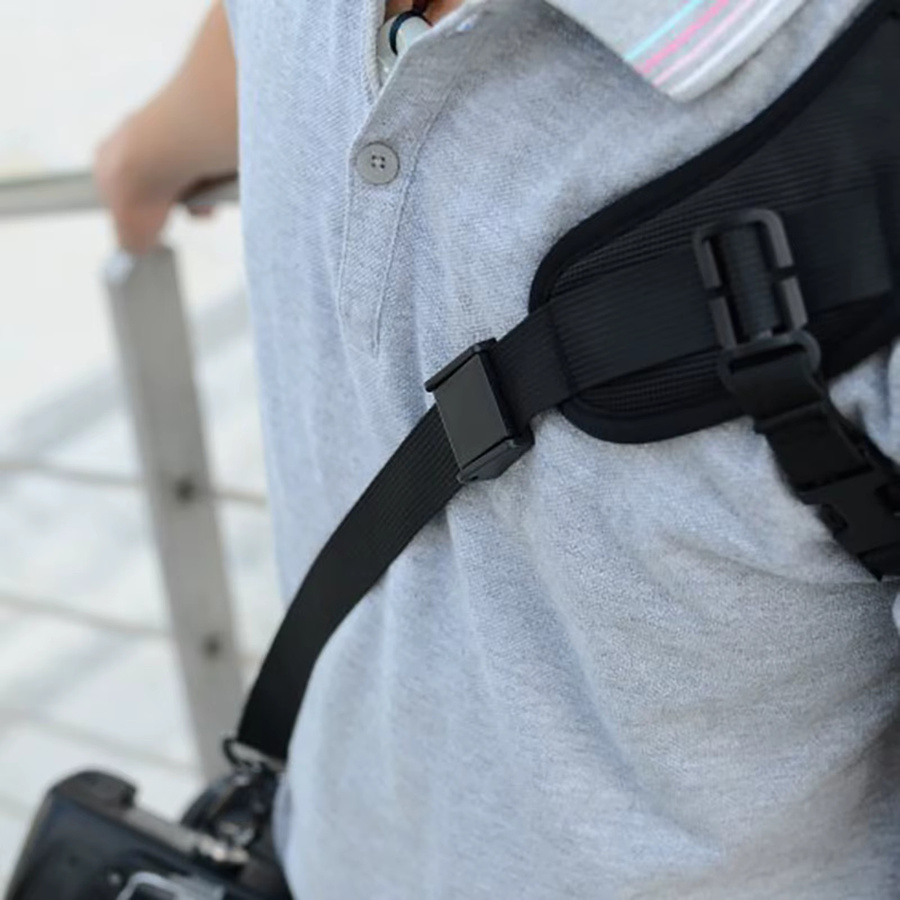 VIKEFON Kamera-Trageriemen mit Sicherheitsleine in Schwarz, verstellbarer und komfortabler Schultergurt für Outdoor-Fotografie - Bild 4