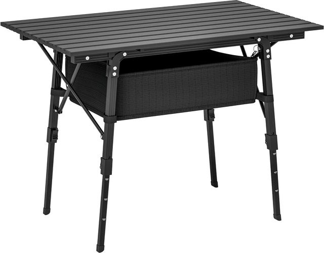 Outsunny Campingtisch aus Aluminiumlegierung in Schwarz, B: 90 cm, T: 55 cm, H: 45-66 cm - Bild 1
