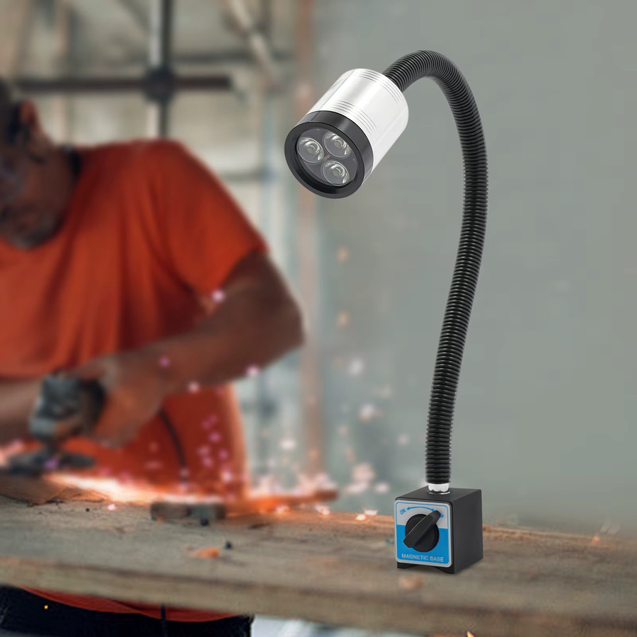 Flexible LED Arbeitsleuchte aus eloxiertem Aluminium mit Magnetfuß, 6W, Silber/Schwarz, Rohrlänge: 50 cm, Adapterlänge: 133 cm - Bild 2