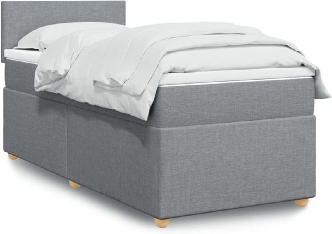 Vidaxl Boxspringbett mit Matratze in Grau und Weiß aus Stoff, B/T: 100 x 200 cm - Bild 1