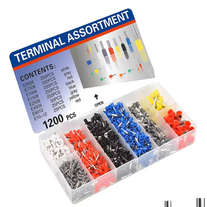 1200-teiliges Aderendhülsen-Set mit isolierten Kabelendhülsen und Drahtverbinder-Klemmen in Multicolor für AWG 22-7 - Bild 2