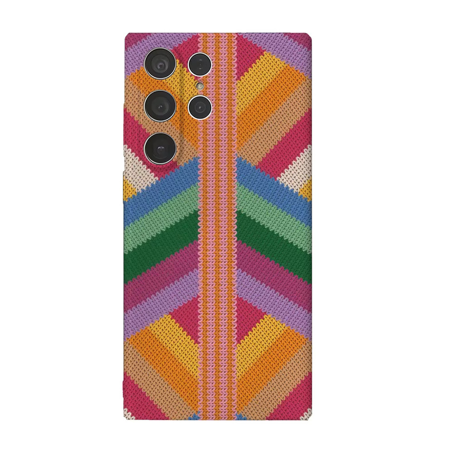 Potdemiel Handyhülle mit gestricktem Regenbogen-Puzzle-Design für Samsung Galaxy S25 S24 S23 Ultra Plus A35 A199 in Multicolour mit glänzender HD-Hartschale - Bild 4