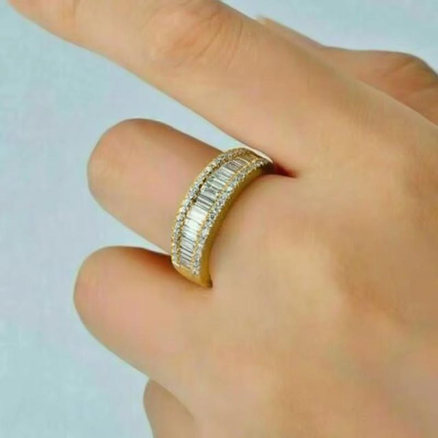 Huitan Ring, Zirkonia, Gold, Kupfer, Damen, Verlobung, Größe 10 - Bild 1