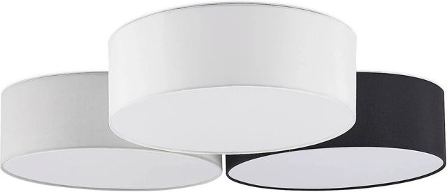 Lindby LED Deckenlampe Janita, moderne runde Wohnzimmerleuchte aus Textil in Schwarz, dimmbar - Bild 1