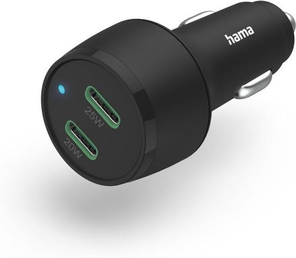 Hama Auto-Schnellladegerät mit 2x USB-C und PD, 45 W, Schwarz - Bild 1