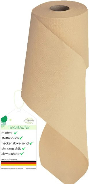 Sensalux Vlies-Tischläufer Beige, wasserabweisend und waschbar, Breite: 15 cm, Länge: 25 m - Bild 1