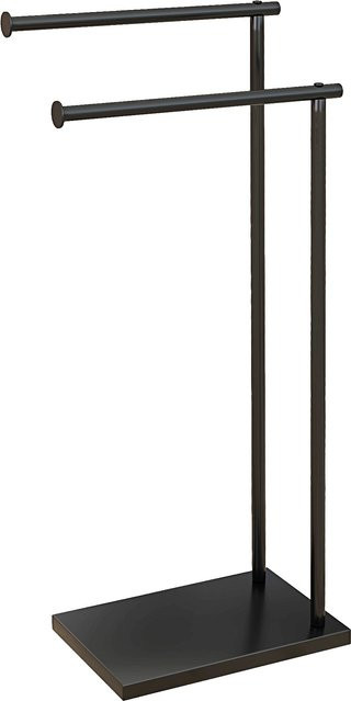 HOMCOM Handtuchhalter stehend aus Metall mit 2 Stangen, Badetuchhalter für das Badezimmer, Schwarz, B/T/H: 35,5 x 20 x 78 cm - Bild 1