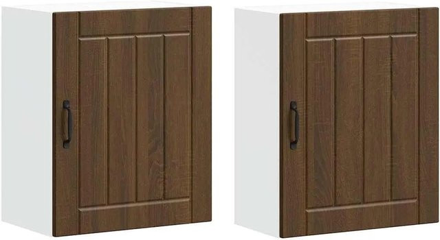 vidaXL Küchen-Hängeschränke Lucca, 2er-Set, Eiche Braun, Holzwerkstoff, B/T/H: 60 x 25 x 85 cm - Bild 1