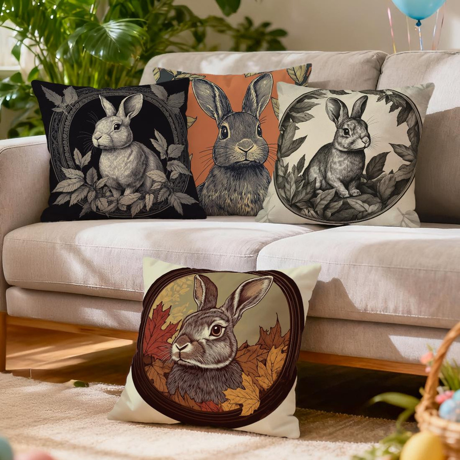 Dekokissen Osterhase Kissenbezug aus Polyester in Multicolor, B/H: 18 x 18 cm - Bild 2
