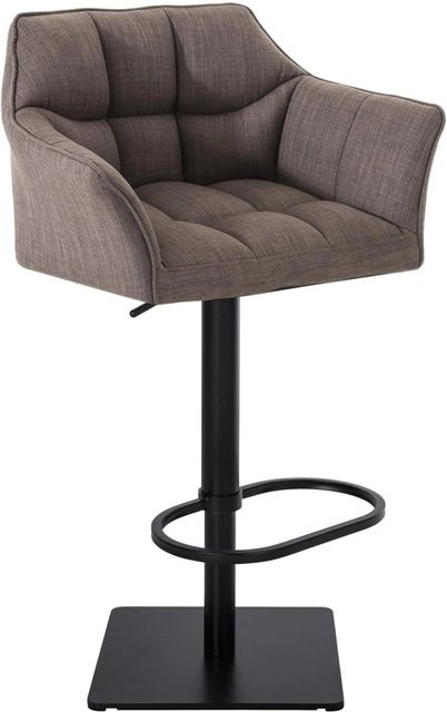 DELUKE Barhocker SIHAR, höhenverstellbarer Barstuhl aus grauem Stoff mit Lehne und 360 Grad Drehbarkeit, B/T/H: 64 x 45 x 88 cm - Bild 1