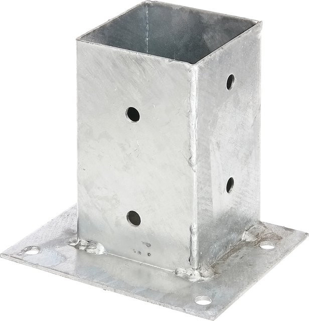 GAH Alberts Aufschraubhülse aus Stahl, feuerverzinkt, Farbe: Silber, B/T/H: 91 x 91 x 150 mm - Bild 1