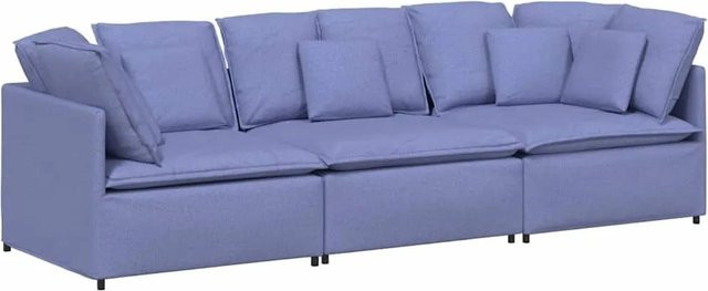 vidaXL Modulares U-Form Sofa mit Kissen in Jeansblau aus Stoff und Schaumstoff mit Metallrahmen - Bild 1