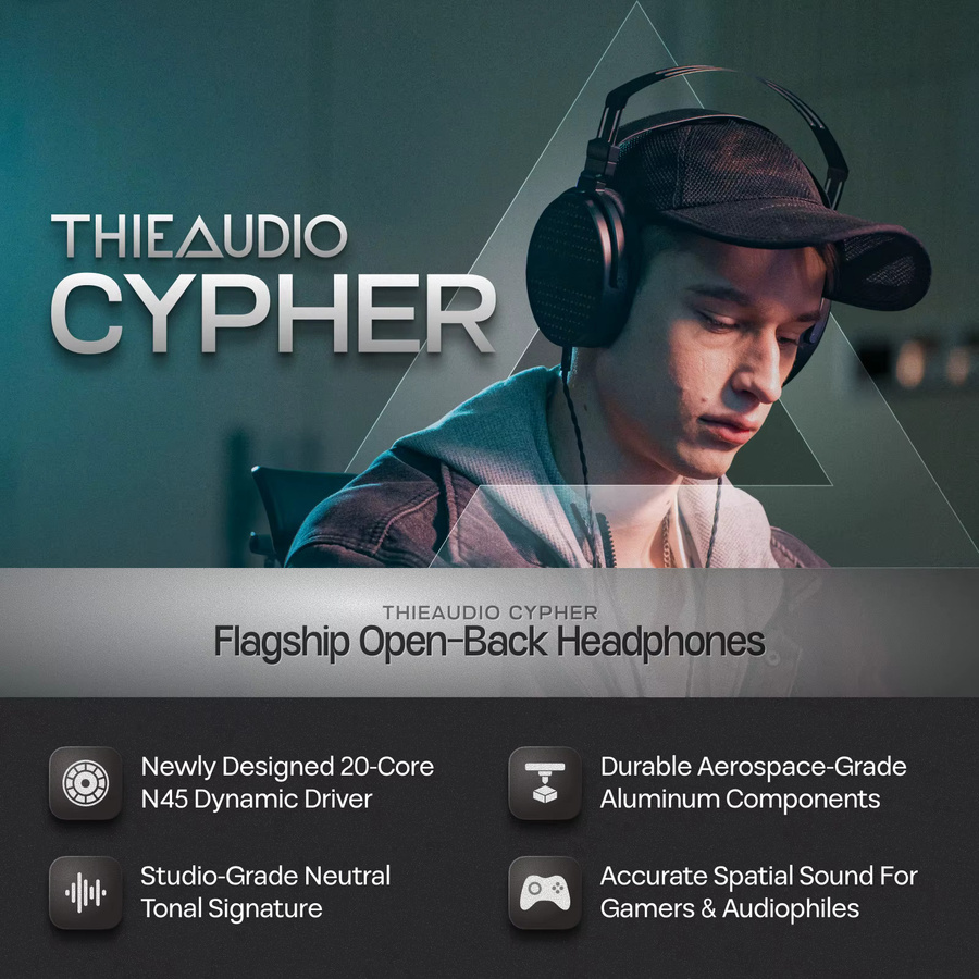 THIEAUDIO Cypher Flaggschiff-Kopfhörer in Schwarz mit dynamischem Treiber und offener Bauweise für Referenz-Sound - Bild 4