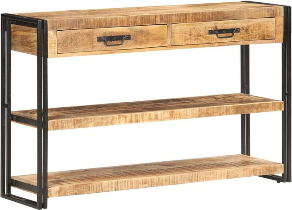 Vidaxl Sideboard aus rauem Mango-Massivholz im Industrial-Design, Braun, B/T/H: 120 x 30 x 75 cm - Bild 1