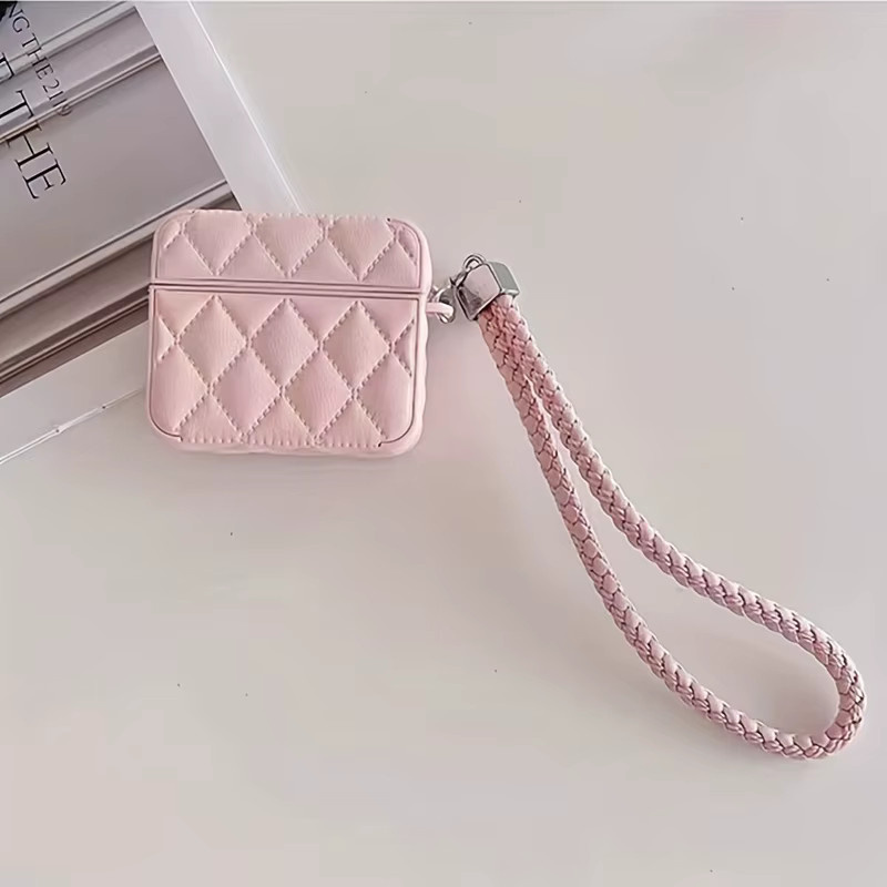 Stilvolle Puffer Daunenjacken Hülle für Apple AirPods 3, 1, 2 und Pro 2 in Pink mit Handseil - Bild 1