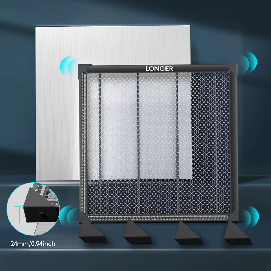 LONGER Laser-Honigwaben-Arbeitstisch mit Aluminiumplatte für Lasergravierer und Laserschneider, Farbe: Silber, B/T: 50 x 50 cm - Bild 5