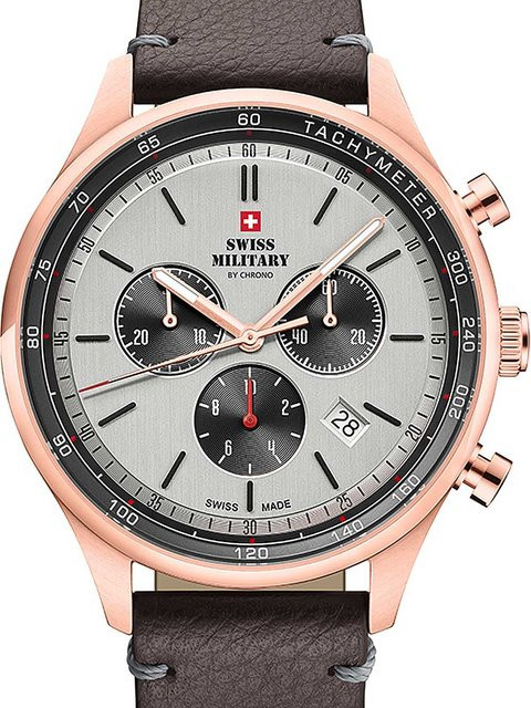 Swiss Military Chronograph, Quarz, Edelstahl, Leder, 42 mm, Herren - Bild 1
