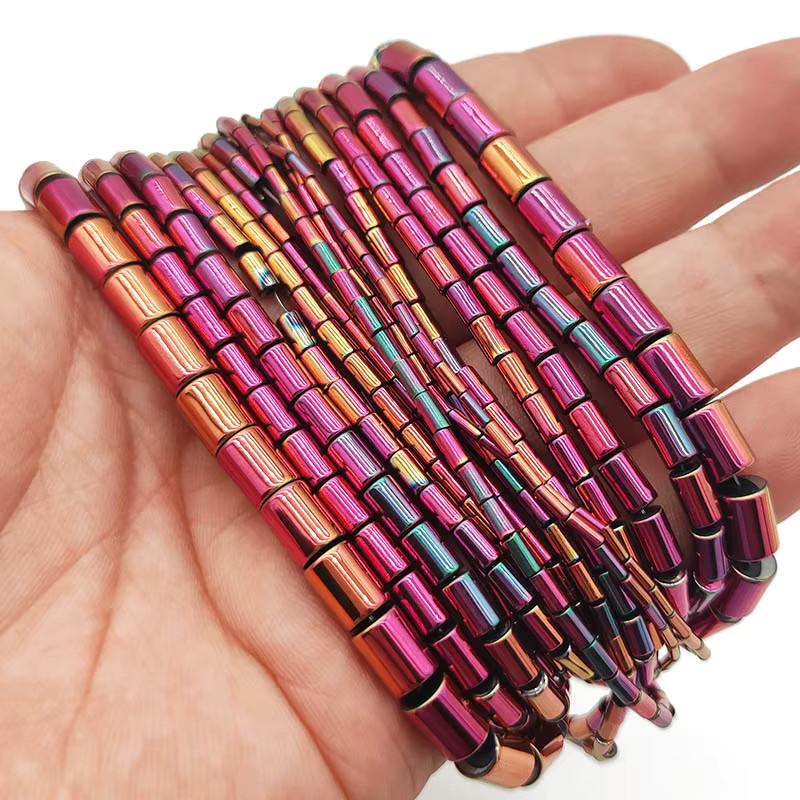 JHNBY Perlen Zylinder Naturstein Rose Rot Hämatit, 4/5/6/8mm, Unisex - Bild 5