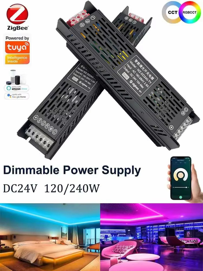 YSRSAI Zigbee 3.0 LED Netzteil 120W DC24V Dimmbarer LED-Treiber in Schwarz für CCT/RGBCCT LED-Streifen, kompatibel mit Alexa und Google Home - Bild 6